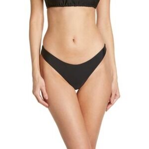 JADE Swim Expose High Cut Bikini Bottoms in Black M feminine basic grannycore